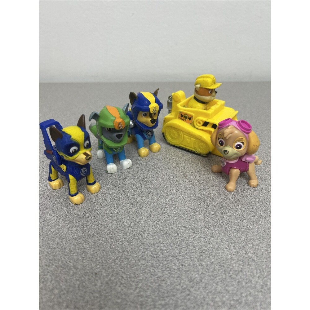 Paw Patrol Figures Lot Of 5 Scuba Pups Dogs, Sky Jetpack Pup, Rubble’s Bulldozer